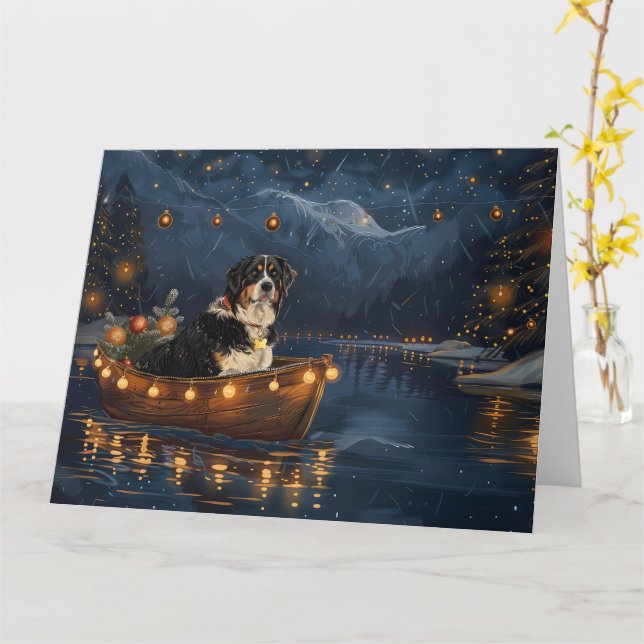 Tarjeta Navidades de la Gran Montaña Suiza disfrutan de un (flor amarilla)