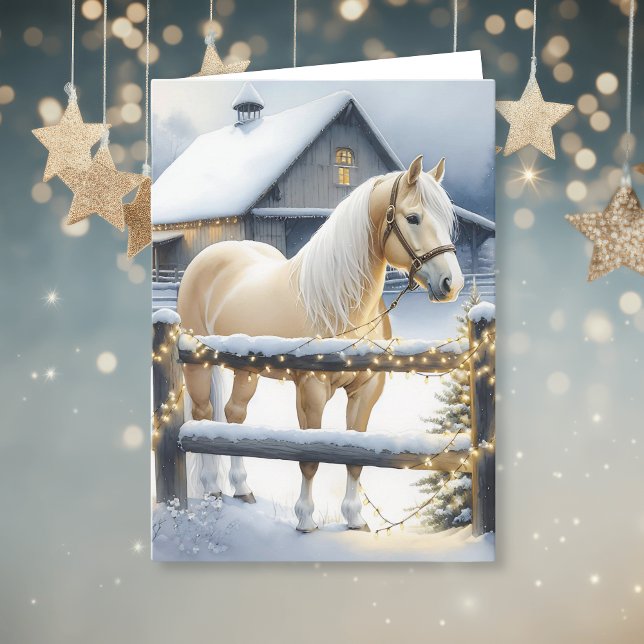 Tarjeta Navidades de la granja de caballos blancos de boni (Subido por el creador)