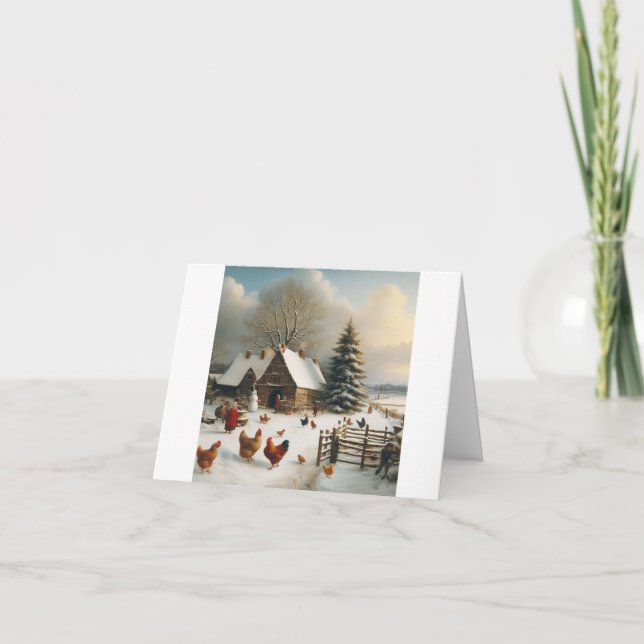 Tarjeta Navidades de la granja de pollo (Anverso)