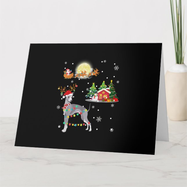 Tarjeta Navidades de la luz de los perros de Greyhound Rei (Anverso)