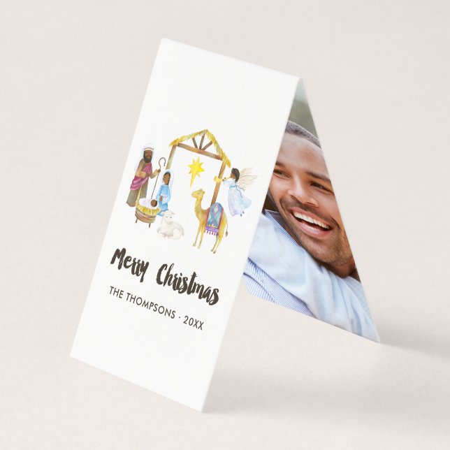 Tarjeta Navidades de la Natividad de las Acuarelas (Anverso)