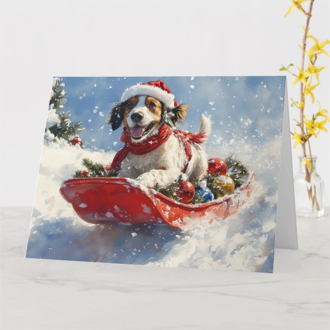 Tarjeta Navidades de la niebla de caza inglesa en escurrim (flor amarilla)