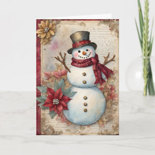 Tarjeta Navidades de la página de Snowman Junk Journal