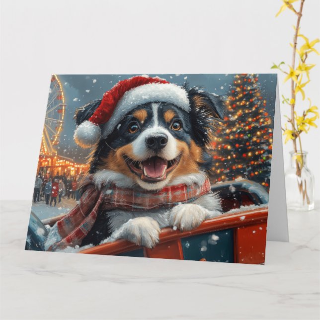 Tarjeta Navidades de la Pascua de Roller de Perro de Pasto (flor amarilla)