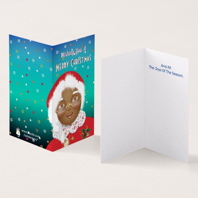 Tarjeta Navidades de la Sra. Claus, afroamericana (Interior y exterior)