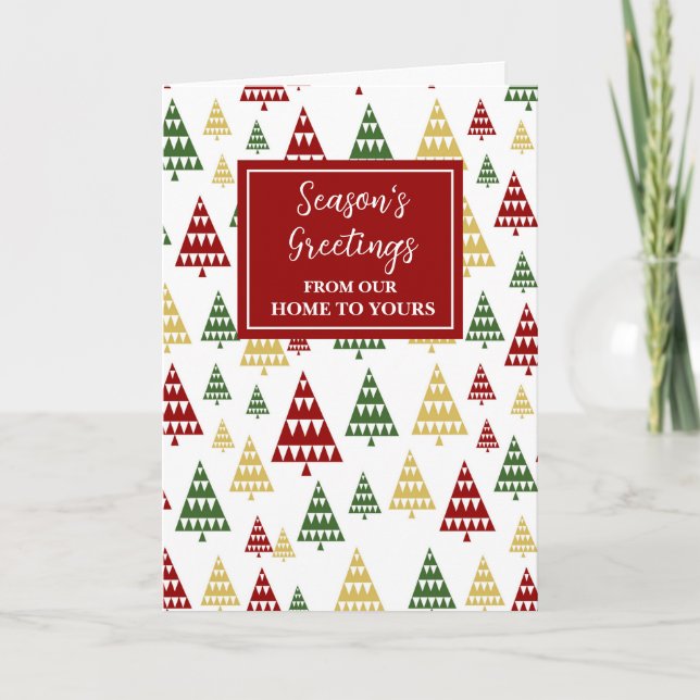 Tarjeta Navidades de la temporada de árboles modernos salu (Anverso)