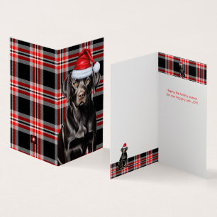 Tarjeta Navidades de Labrador Negro festividades de trenza