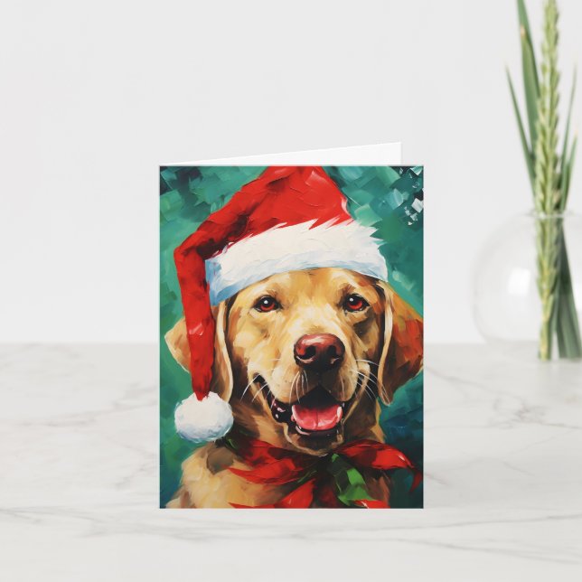 Tarjeta Navidades de Labrador pinchan obras de arte (Anverso)