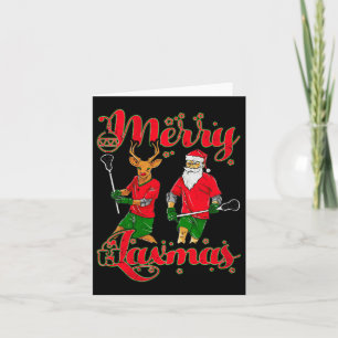 Tarjeta Navidades de Laxmas de Merry Lacrosse Player Reind