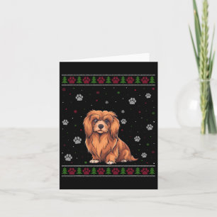 Tarjeta Navidades de Lhasa Apso Sweater Xmas Mascota Anima