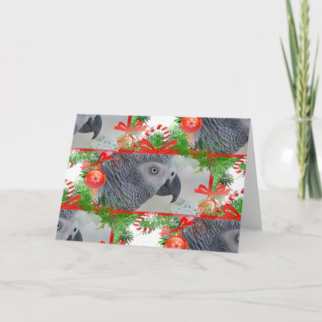 Tarjeta Navidades de loro gris africano del Congo (Anverso)