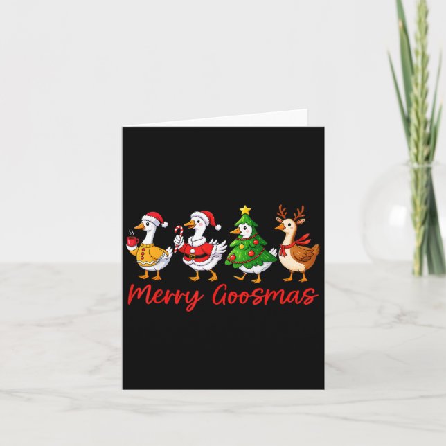 Tarjeta Navidades De Los Goosemas De Merry Silly Goose Gra (Anverso)