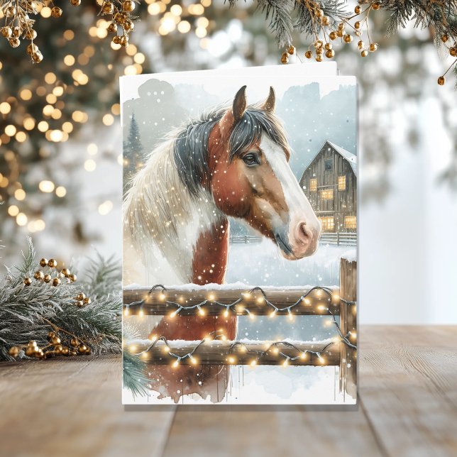 Tarjeta Navidades de los países del caballo marrón y blanc (Subido por el creador)