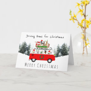 Tarjeta Navidades de los perros campervan y trineos que co