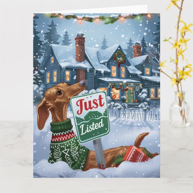 Tarjeta Navidades de los Realtores Festividad de Perro de  (flor amarilla)