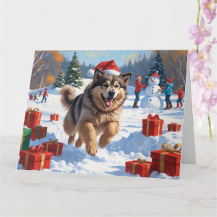 Tarjeta Navidades de Malamute de Alaska celebran escena de