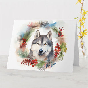 Tarjeta Navidades de Malamute de Alaska escribieron presen