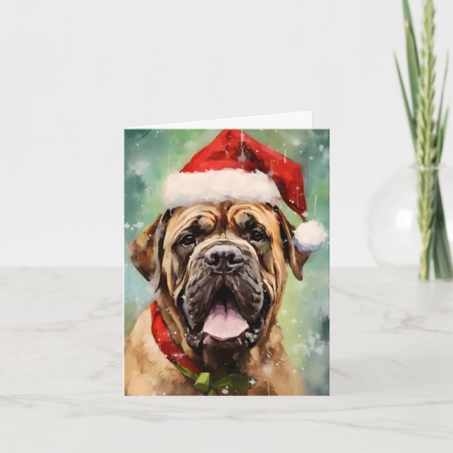 Tarjeta Navidades de Mastiff pinchan arte (Anverso)