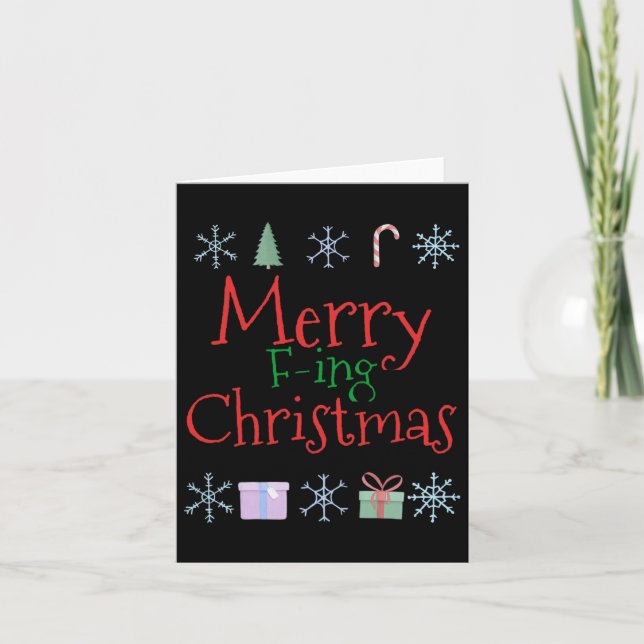 Tarjeta Navidades de Merry Foring (f-ing) graciosos sarcás (Anverso)