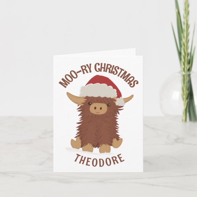 Tarjeta Navidades de Moo-ry adorable Personalizado de vaca (Anverso)