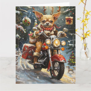 Tarjeta Navidades de motocicletas Chihuahua Dog Riding