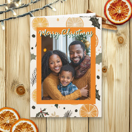 Tarjeta Navidades de Naranjas y pinos festivos personaliza