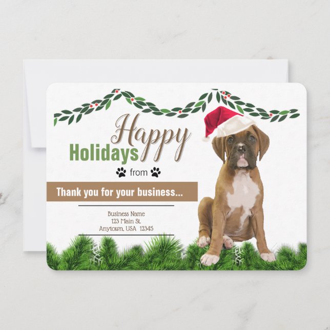 Tarjeta Navidades de negocios mascotas Felices Fiestas (Anverso)