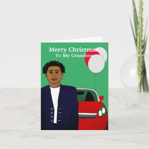Tarjeta Navidades de nietos afroamericanos personalizables