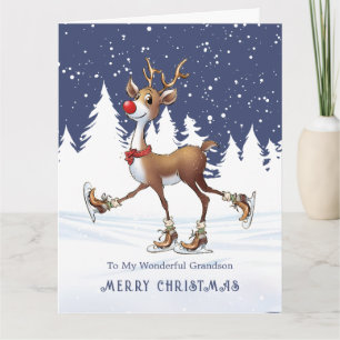 Tarjeta Navidades de nietos de Rudolph Reindeer