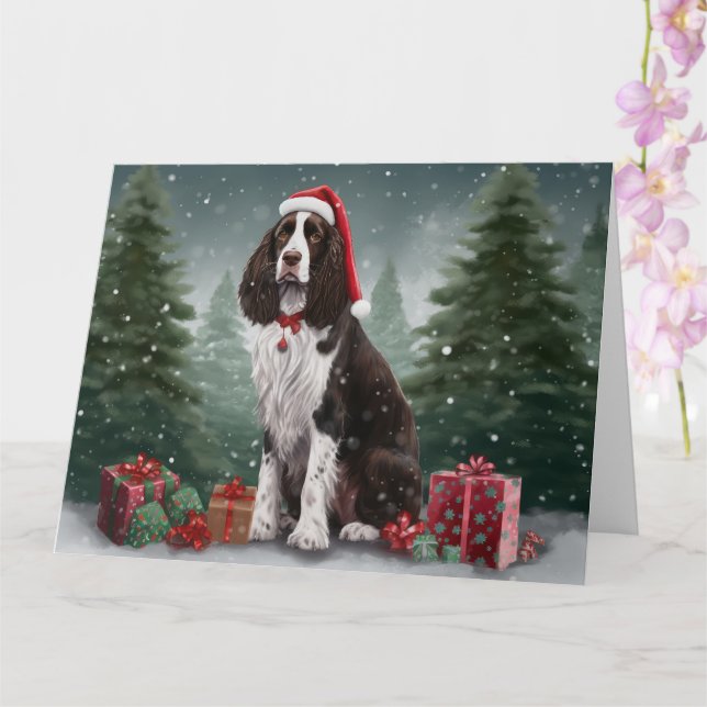 Tarjeta Navidades de nieve de Springer Spaniel Dog (Orquídea)