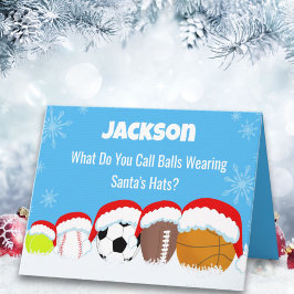 Tarjeta Navidades de nombre en bolas deportivas en el Gorr