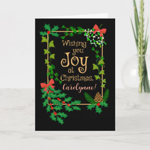 Tarjeta Navidades de nombres personalizados Joy Holly y Mi