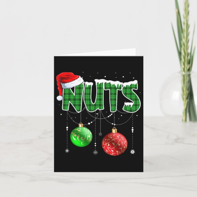 Tarjeta Navidades de nueces divertidas que coinciden con c (Anverso)