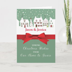 Tarjeta Navidades de nuestro hogar a su ligero arveja verd