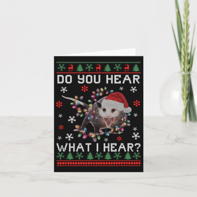 Tarjeta Navidades De Opossum Escuchan Lo Que Escucho De Xm (Anverso)