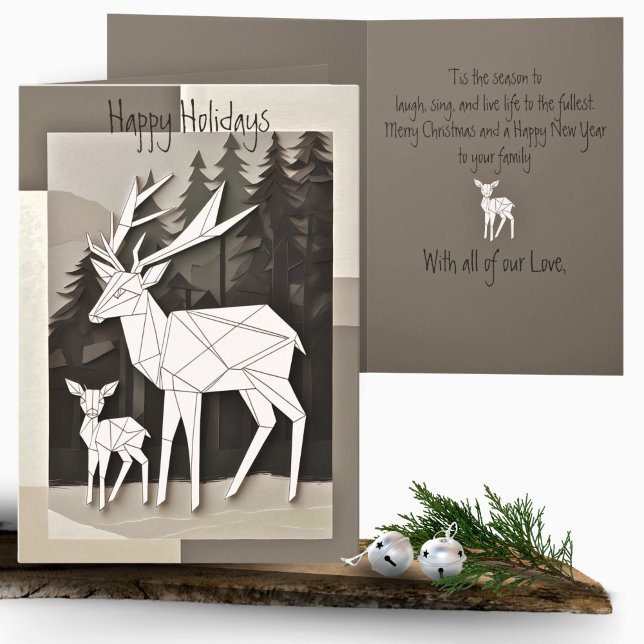 Tarjeta Navidades de origen geométrico bosque de bebés ren (Subido por el creador)