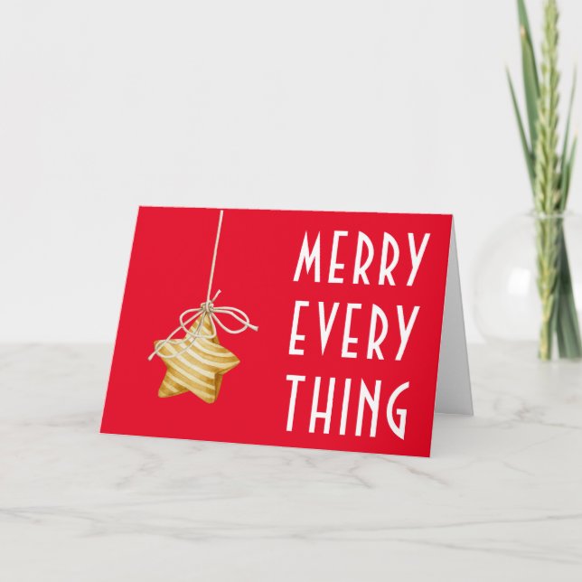 Tarjeta Navidades de Ornament de Merry Everything Star (Anverso)