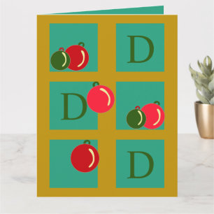 Tarjeta Navidades de ornamentos rojos, verdes y de oro per