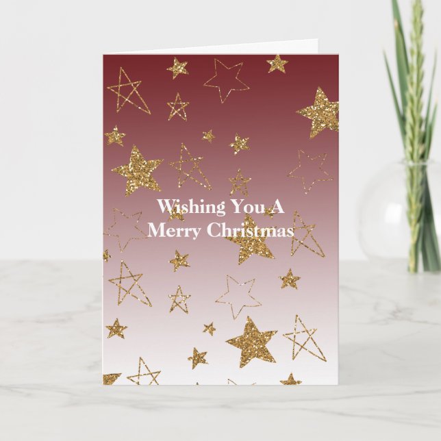 Tarjeta Navidades de Oro Rojo Oro Purpurina (Anverso)