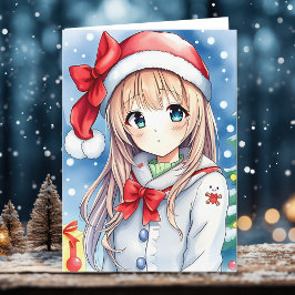 Tarjeta Navidades de páginas de color de Chica animado per