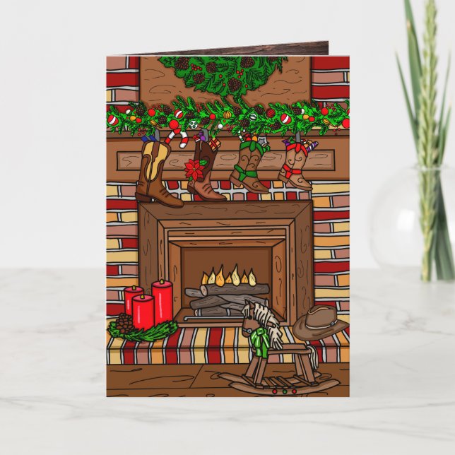 Tarjeta Navidades de país | Existencias de botas de Cowboy (Anverso)
