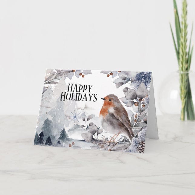 Tarjeta Navidades de paisajes festivos de nieve de inviern (Anverso)