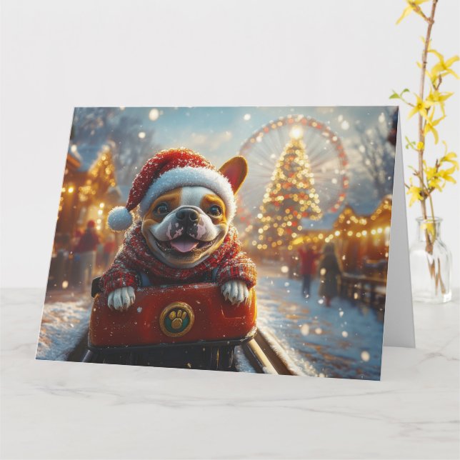 Tarjeta Navidades de Pascua de Perro Bull Terrier (flor amarilla)