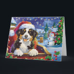 Tarjeta Navidades de Pastor Australiano en Nieve de Sleigh<br><div class="desc">Perro en Sleigh cabalgando por la nieve,  Navidades regalan idea para los amantes del perro.</div>