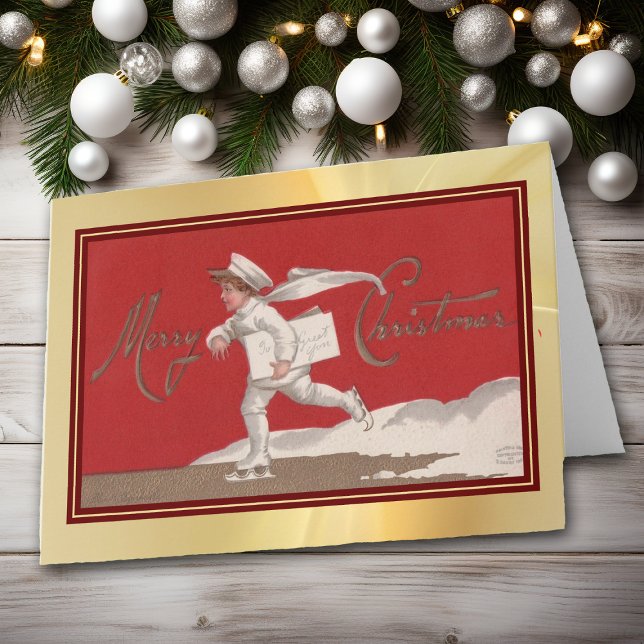 Tarjeta Navidades de patinaje Parto Vintage (Subido por el creador)