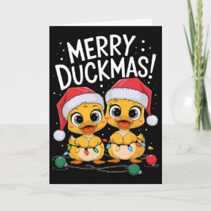 Tarjeta Navidades de pato suéter Duckmas Luces de hadas