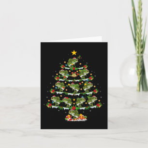 Tarjeta Navidades de peces navideños iluminan Santa Bass T