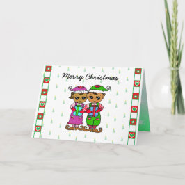 Tarjeta Navidades de pequeños elfos curvos personalizados