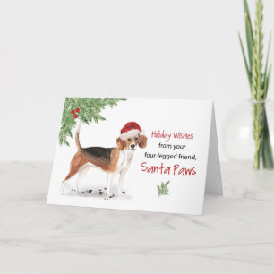Tarjeta Navidades de Perro Beagle en el gracioso Santa Hat