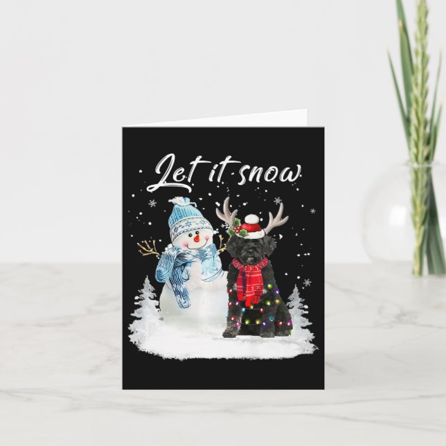 Tarjeta Navidades de Perro de Agua Portugués Santa Dog Sno (Anverso)